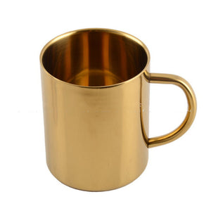 Gold double stainless steel mug home metal with handle coffee cup 350ML