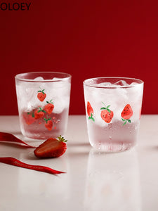 Cute Strawberry Coffee Cup Travel Glass Nordic Tea Cups and Mugs Coffee Mug Luxury Breakfast Simple Milk Cup Tazas Unique Mugs